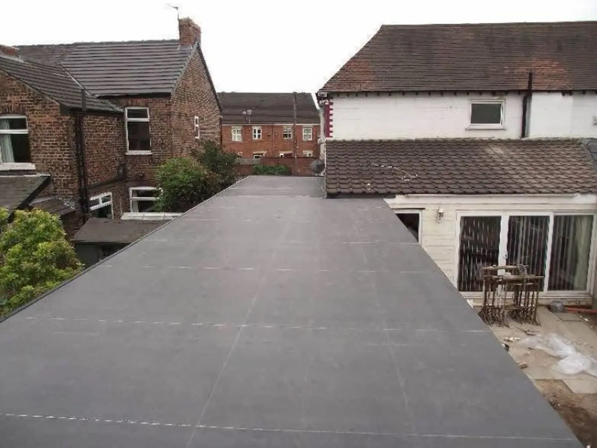 Finished rubber flat roof on a rear extension